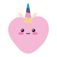 coeur mignon licorne fantaisie style kawaii vecteur