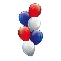 ballons hélium blanc avec rouge et bleu vecteur