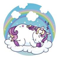 licorne mignonne dormant dans un style kawaii nuage vecteur