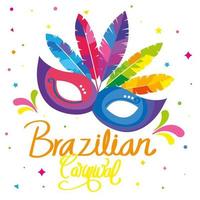 affiche de carnaval brésilien avec masque carnaval vecteur