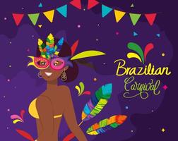 affiche du carnaval brésilien avec danseuse exotique et décoration vecteur