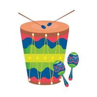 maracas avec instruments de musique à tambour vecteur