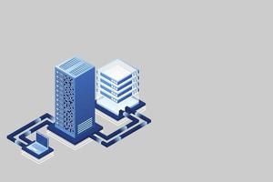 transfert des données de l'utilisateur vers le serveur. hébergement de données. flux de données. stockage de données. serveur. espace numérique. centre de données. Big Data. La technologie vecteur