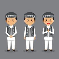 personnage afghan avec diverses expressions vecteur