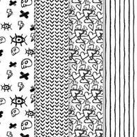 motifs sans couture en noir et blanc avec pinceau à encre et marqueur. formes, marques et lignes de griffonnage dessinés à la main. vecteur