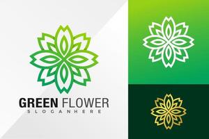 modèle d'illustration vectorielle de conception de logo de fleur verte nature vecteur