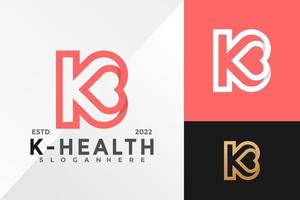 lettre k, amour, santé, logo, conception, vecteur, illustration, modèle vecteur