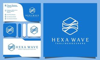 logos de vagues hexagonales conçoivent une illustration vectorielle avec un modèle de carte de visite d'entreprise moderne et vintage de style art en ligne vecteur