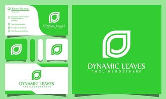 lettre d, feuilles vertes dynamiques, logos, conception, vecteur, illustration, à, ligne art, style, vendange, moderne, entreprise, carte de visite, modèle