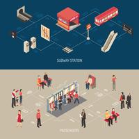 bannières horizontales isométriques de métro vecteur