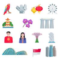 ensemble d&#39;icônes plat culture singapour