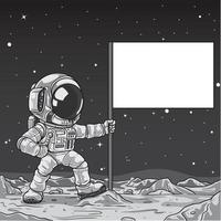 astronaute levant le drapeau sur la lune vecteur