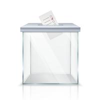 Urne avec bulletin de vote marqué vecteur