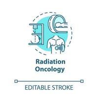 icône de concept de radio-oncologie. diagnostic et traitement du cancer. thérapie tumorale. illustration de ligne mince idée de radiothérapie. dessin de couleur rvb contour isolé vectoriel. trait modifiable vecteur