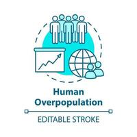 icône de concept de surpopulation humaine. augmentation du taux de natalité. population internationale. empreinte écologique. illustration de la ligne mince de l'idée de la société. dessin de couleur rvb contour isolé vectoriel. trait modifiable vecteur