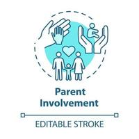 icône de concept de participation des parents. environnement positif pour les enfants. amour et soin. illustration de fine ligne idée d'interaction familiale. dessin de couleur rvb contour isolé vectoriel. trait modifiable vecteur