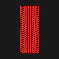 icône de couleur rvb rouge d'impression de pneu. automobile détaillée, marques de pneus de moto. trace de roue de voiture symétrique avec des rainures épaisses. piste de pneu de véhicule. illustration vectorielle isolé sur fond noir vecteur