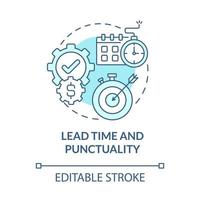 icône de concept bleu de délai et de ponctualité. productivité dans le processus de production. illustration de ligne mince d'idée abstraite de gestion des opérations. dessin de couleur de contour isolé de vecteur. trait modifiable vecteur