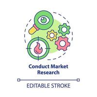 mener l'icône de concept d'étude de marché. le client a besoin d'apprendre. illustration de la ligne mince de la stratégie de développement des petites entreprises idée abstraite. dessin de couleur de contour isolé de vecteur. trait modifiable vecteur