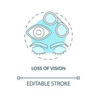 perte de l'icône de concept bleu de vision. un effet secondaire majeur. réaction négative après la chirurgie oculaire au lasik idée abstraite illustration de la ligne mince. dessin de couleur de contour isolé de vecteur. trait modifiable vecteur