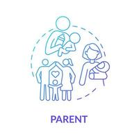 position des parents dans l'icône du concept de dégradé bleu de la société. participation sociale. père mère en communauté. illustration de ligne mince d'idée abstraite d'engagement familial. dessin en couleur de contour isolé de vecteur