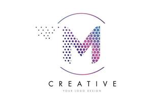 m rose magenta en pointillé bulle lettre logo design vecteur