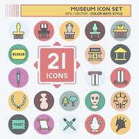 icon set museum - style color mate - illustration simple, idéale pour les impressions, les annonces, etc. vecteur