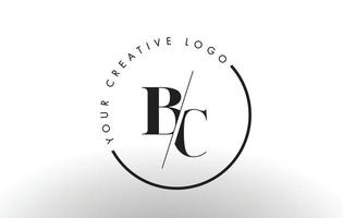 création de logo de lettre bc serif avec coupe croisée créative. vecteur