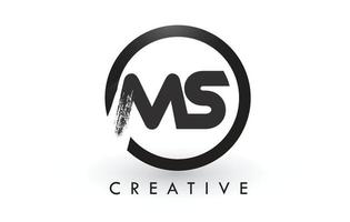création de logo de lettre de brosse ms. logo d'icône de lettres brossées créatives. vecteur