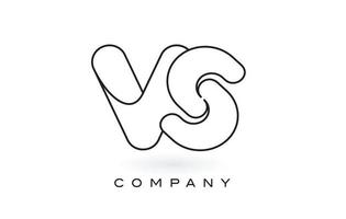 vs logo de lettre monogramme avec contour de contour monogramme noir mince. vecteur de conception de lettre à la mode moderne.