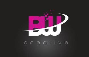 conception de lettres créatives bw bw avec des couleurs roses blanches vecteur