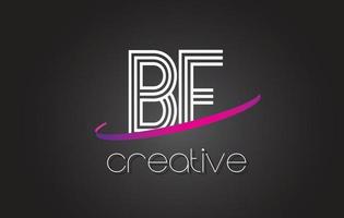 logo de lettre bf bf avec design de lignes et swoosh violet. vecteur