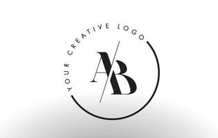 création de logo de lettre ab serif avec une coupe intersectée créative. vecteur