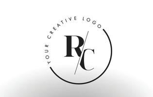 création de logo de lettre rc serif avec coupe croisée créative. vecteur