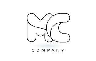 logo de lettre monogramme mc avec contour de contour monogramme noir mince. vecteur de conception de lettre à la mode moderne.