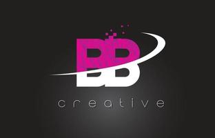 conception de lettres créatives bb bb avec des couleurs roses blanches vecteur