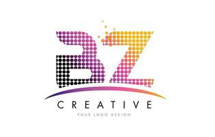 création de logo de lettre bz bz avec points magenta et swoosh vecteur