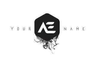 création de logo de lettre ae avec déversement d'encre noire vecteur