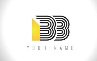 logo de lettre de lignes noires bb. modèle de vecteur de lettres de ligne créative.