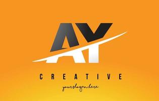 ay ay letter design de logo moderne avec fond jaune et swoosh. vecteur