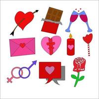 icône saint valentin avec style doodle vecteur