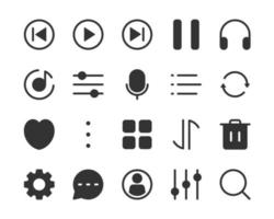 ensemble d'icônes de lecteur multimédia. adapté au lecteur multimédia de musique d'application. vecteur