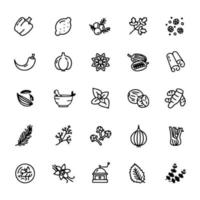 épices, condiments et herbes - jeu d'icônes web en ligne mince minimal. collection d'icônes de contour. illustration vectorielle simple.