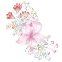 collection d'éléments floraux, ensemble de fleurs à l'aquarelle