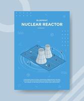 concept de plan de réacteur nucléaire pour bannière de modèle et flyer avec style isométrique vecteur