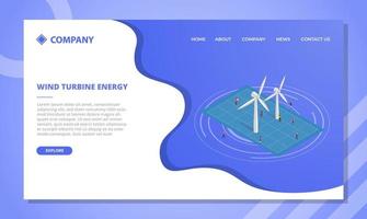 concept de plan d'énergie éolienne pour modèle de site Web ou page d'accueil de destination avec style isométrique vecteur