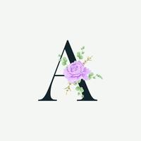 beau un alphabet avec un modèle de décoration de logo floral. police de luxe avec illustration vectorielle botanique emblème feuilles vertes. vecteur