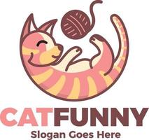 logo animal drôle de chat vecteur