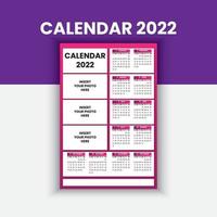 année civile 2022 avec 3 photos et un design simple et élégant 4 vecteur