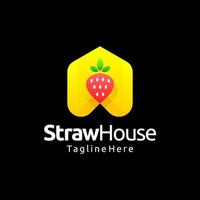 création de logo dégradé maison aux fraises vecteur